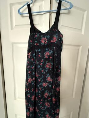 I Heart Ronson Black Floral Maxi Dress with Pink & Teal Flowers